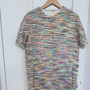 Chloe Multicolored Rainbow Boucle Wool Blend Shift Dress Tunic - Size Small